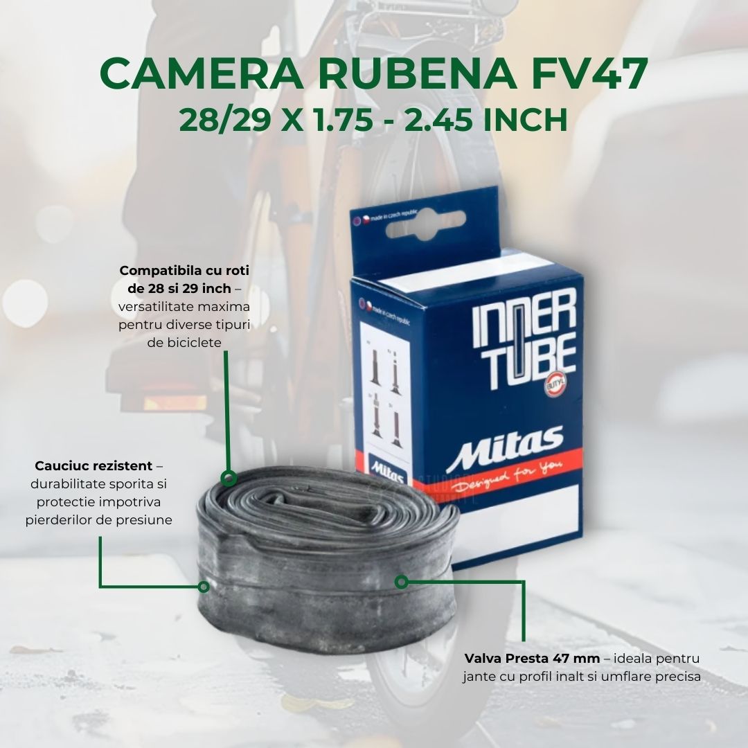 Camera Bicicleta Rubena FV47 - 28/29 x 1.75 - 2.45 INCH - imagine 3