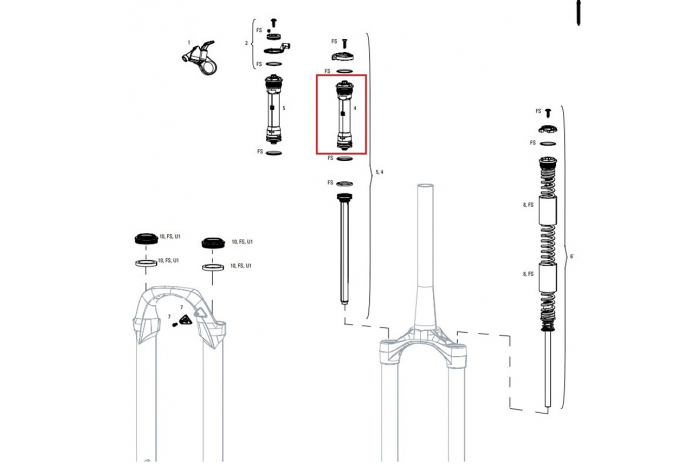 Cartus compresie furca rockshox xc30 b3-b4 (2018-2020)/judy tk b1