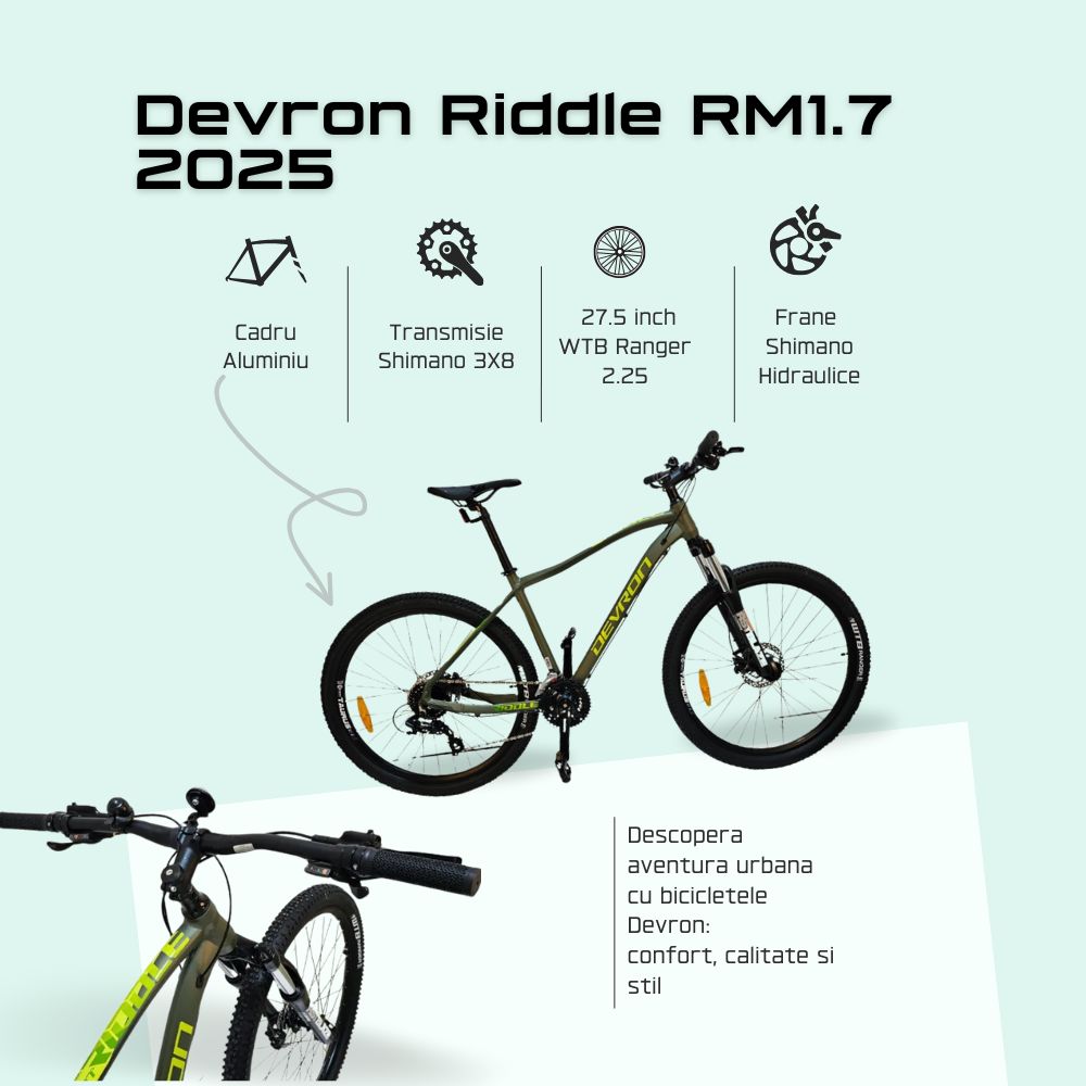 Bicicleta Mtb Devron Riddle RM1.7 2025 - 27.5 Inch, L, Verde - imagine 3
