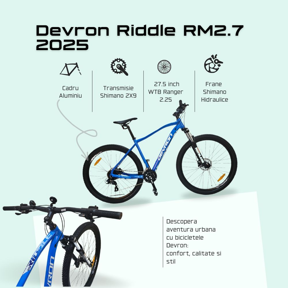 Bicicleta Mtb Devron Riddle RM2.7 2025 - 27.5 Inch, S, Albastru - imagine 3