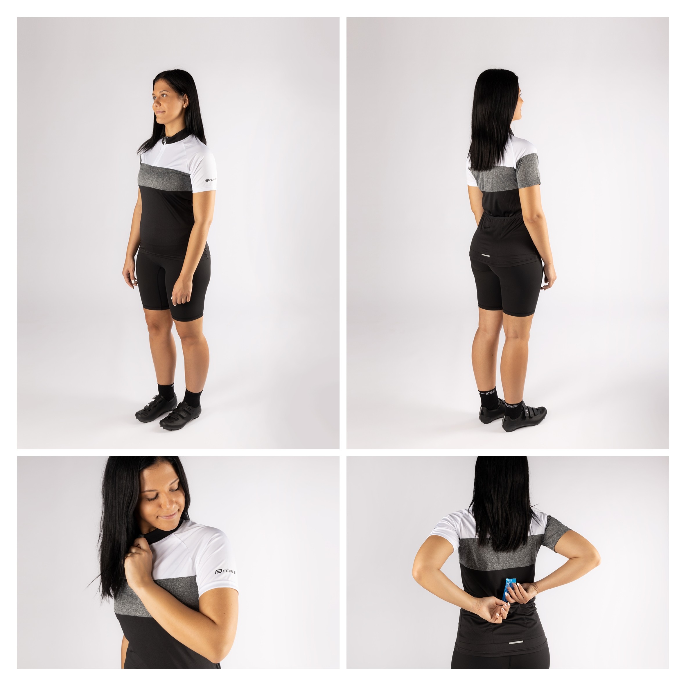Bluza ciclism Force View Lady maneci scurte negru/alb/gri S - imagine 3